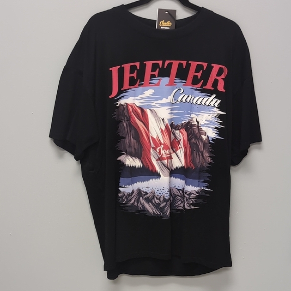 Jeeter Black and Red Short Sleeve Tee with Graphic Design - Picture 1 of 5